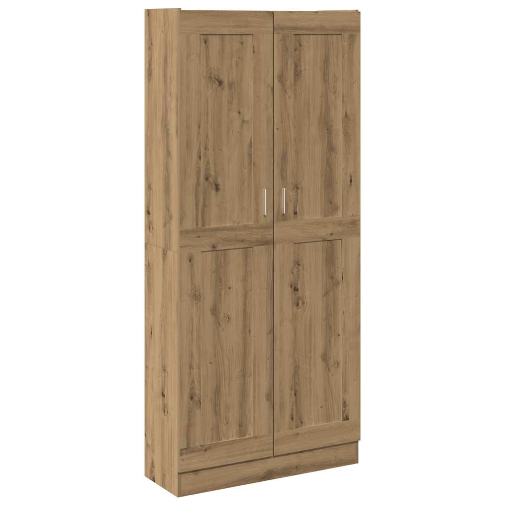 kézműves tölgy színű szerelt fa magasszekrény 82,5x30,5x185 cm