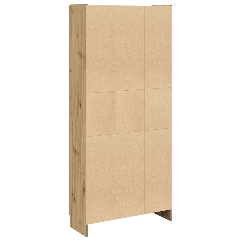 kézműves tölgy színű szerelt fa magasszekrény 82,5x30,5x185 cm