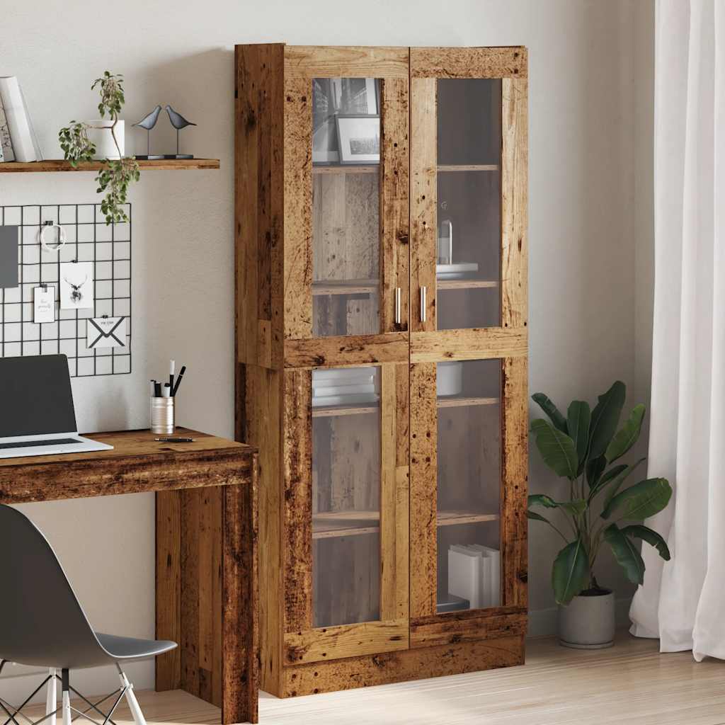 antik fa színű szerelt fa magasszekrény 82,5 x 30,5 x 185 cm