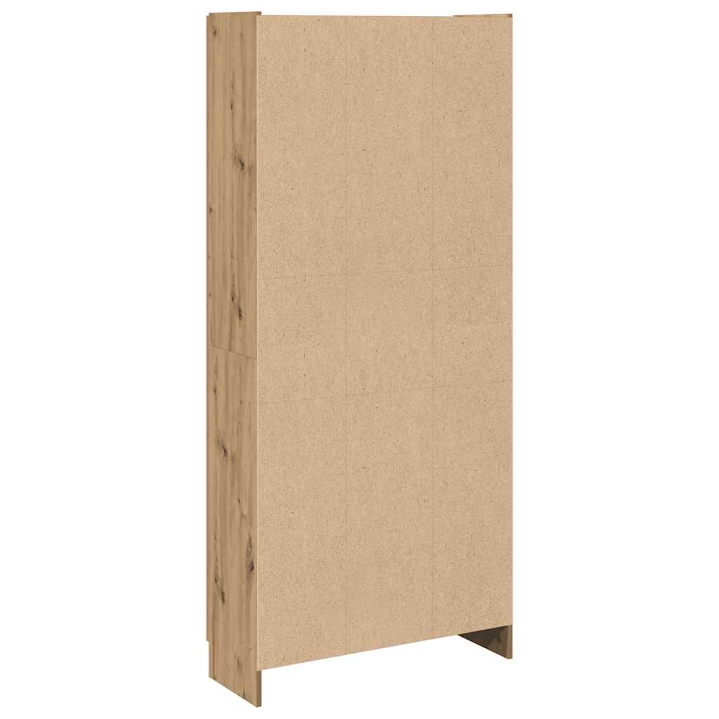 kézműves tölgy színű szerelt fa magasszekrény 82,5x30,5x185 cm