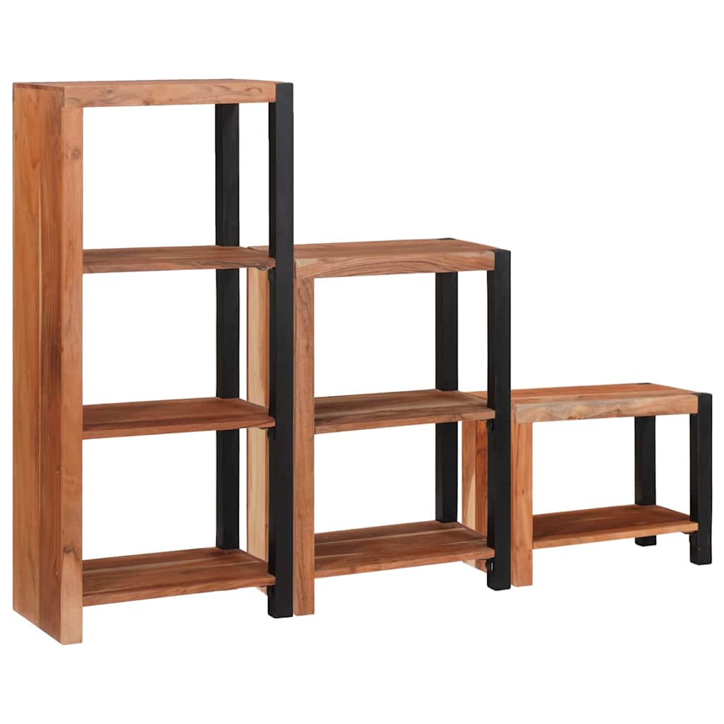 Könyvespolc 3 pcs Barna 50 x 30 x 110 cm Tömör akácfa