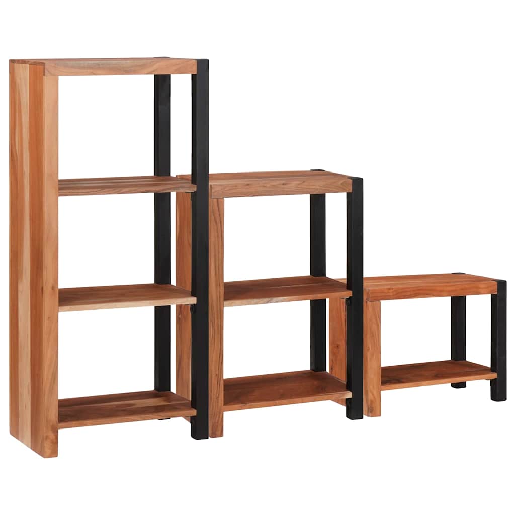 Könyvespolc 3 pcs Barna 50 x 30 x 110 cm Tömör akácfa