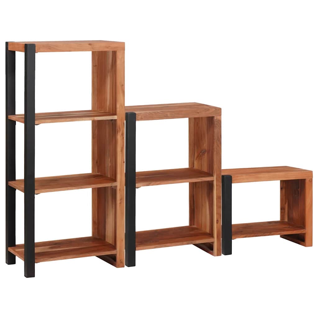 Könyvespolc 3 pcs Barna 50 x 30 x 110 cm Tömör akácfa