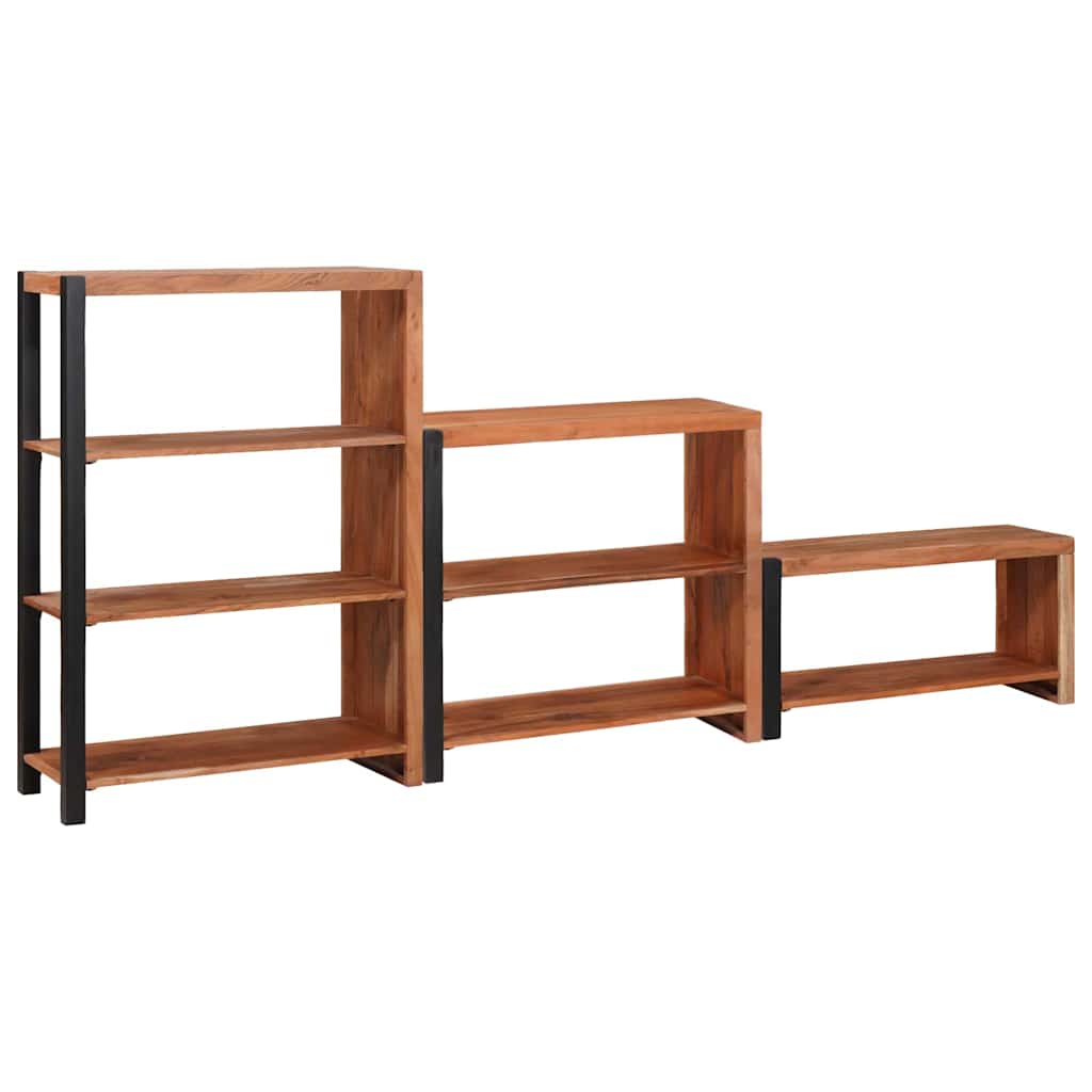 Könyvespolc 3 pcs Barna 80 x 30 x 110 cm Tömör akácfa