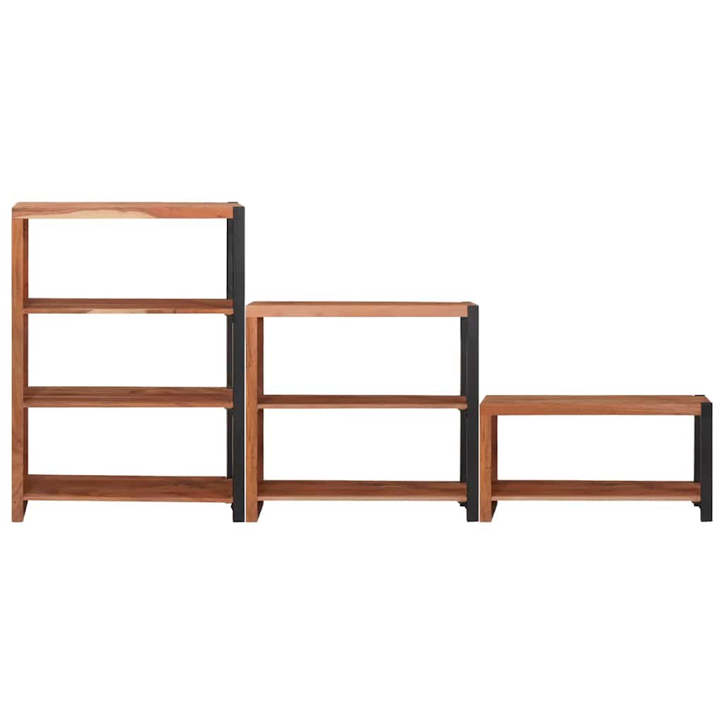 Könyvespolc 3 pcs Barna 80 x 30 x 110 cm Tömör akácfa