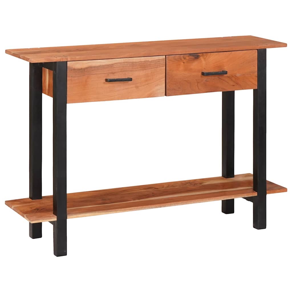 Konzolasztal fiókkal Barna 110 x 30 x 75 cm tömör akácfa