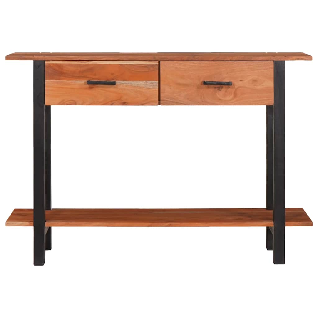 Konzolasztal fiókkal Barna 110 x 30 x 75 cm tömör akácfa