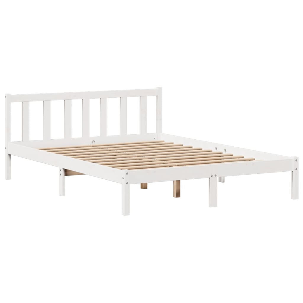 fehér tömör fenyőfa könyvespolcos ágy matrac nélkül 160x200 cm