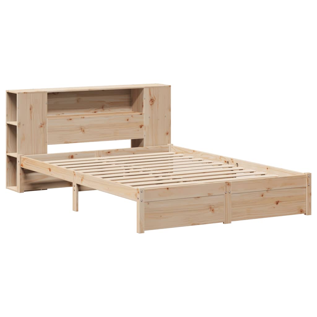 tömör fenyőfa könyvespolcos ágy matrac nélkül 120 x 200 cm