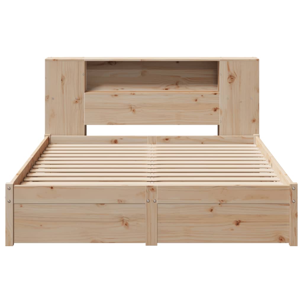 tömör fenyőfa könyvespolcos ágy matrac nélkül 120 x 200 cm