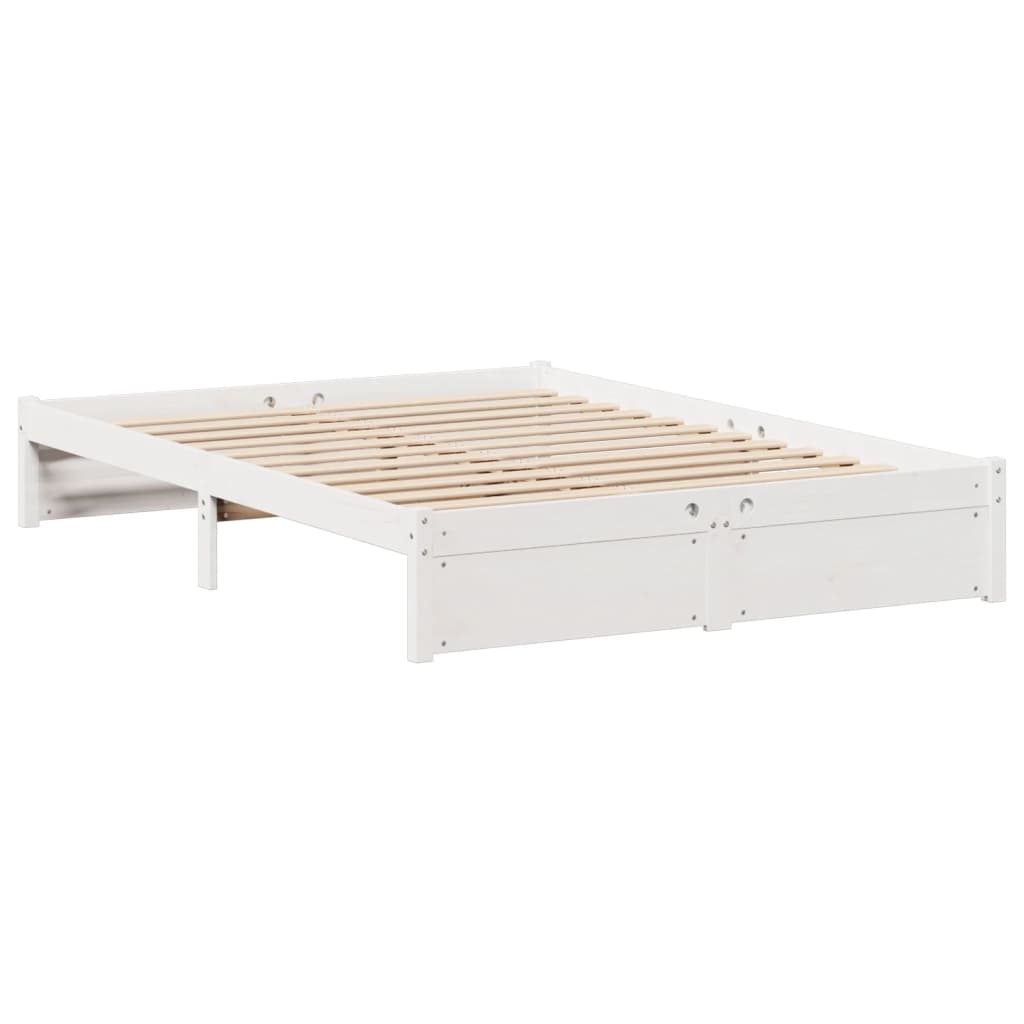 fehér tömör fenyőfa könyvespolcos ágy matrac nélkül 120x200 cm