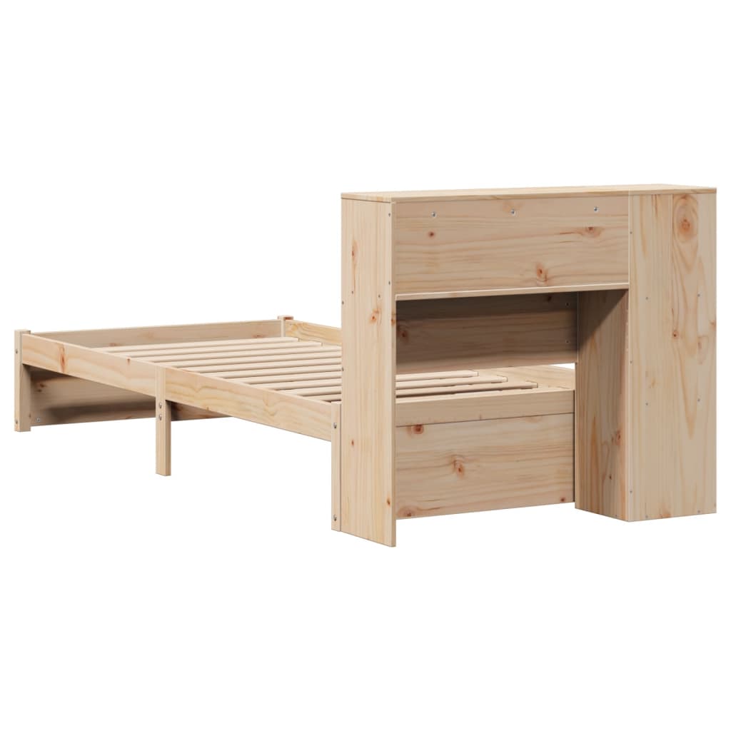 tömör fenyőfa könyvespolcos ágy matrac nélkül 75 x 190 cm