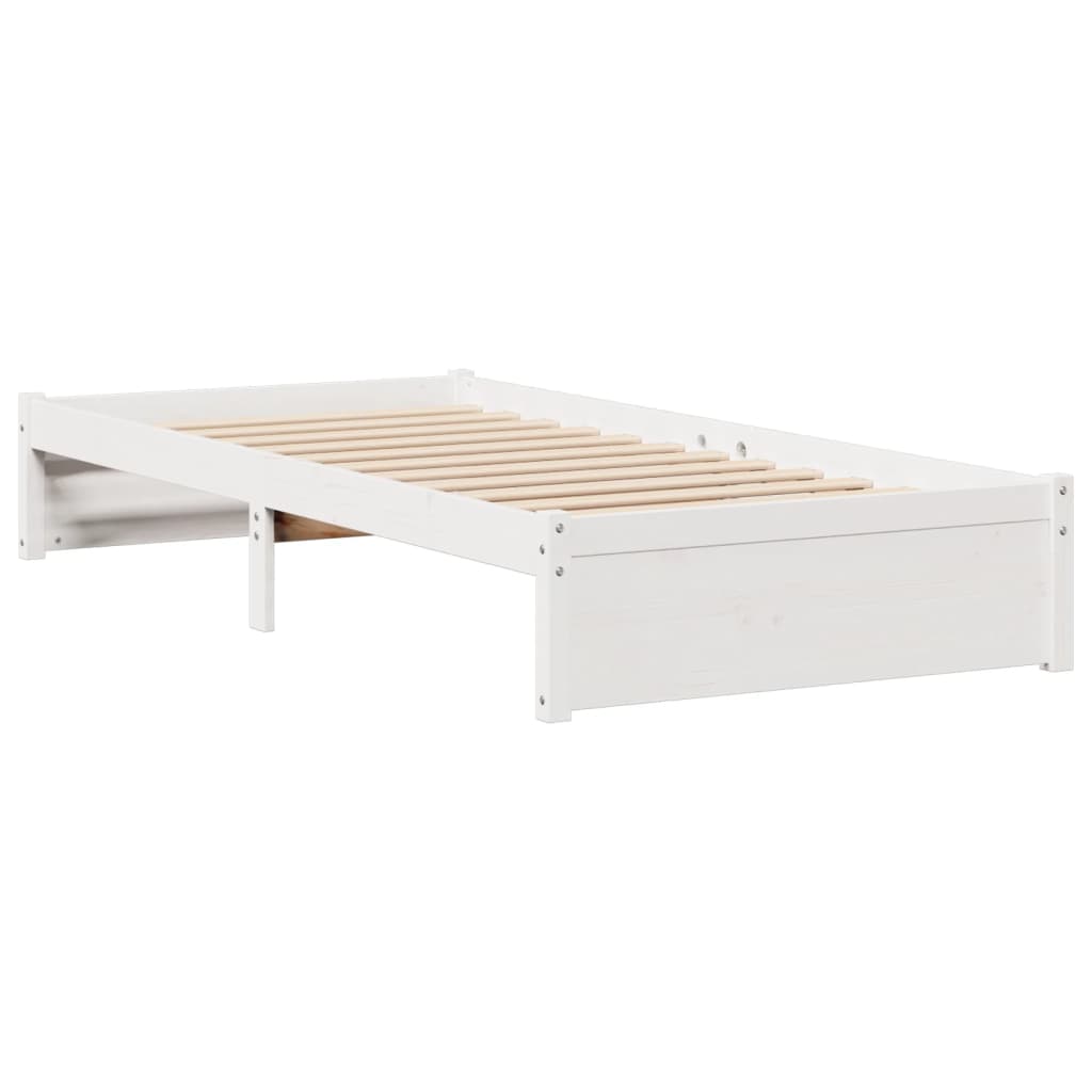 fehér tömör fenyőfa könyvespolcos ágy matrac nélkül 75 x 190 cm