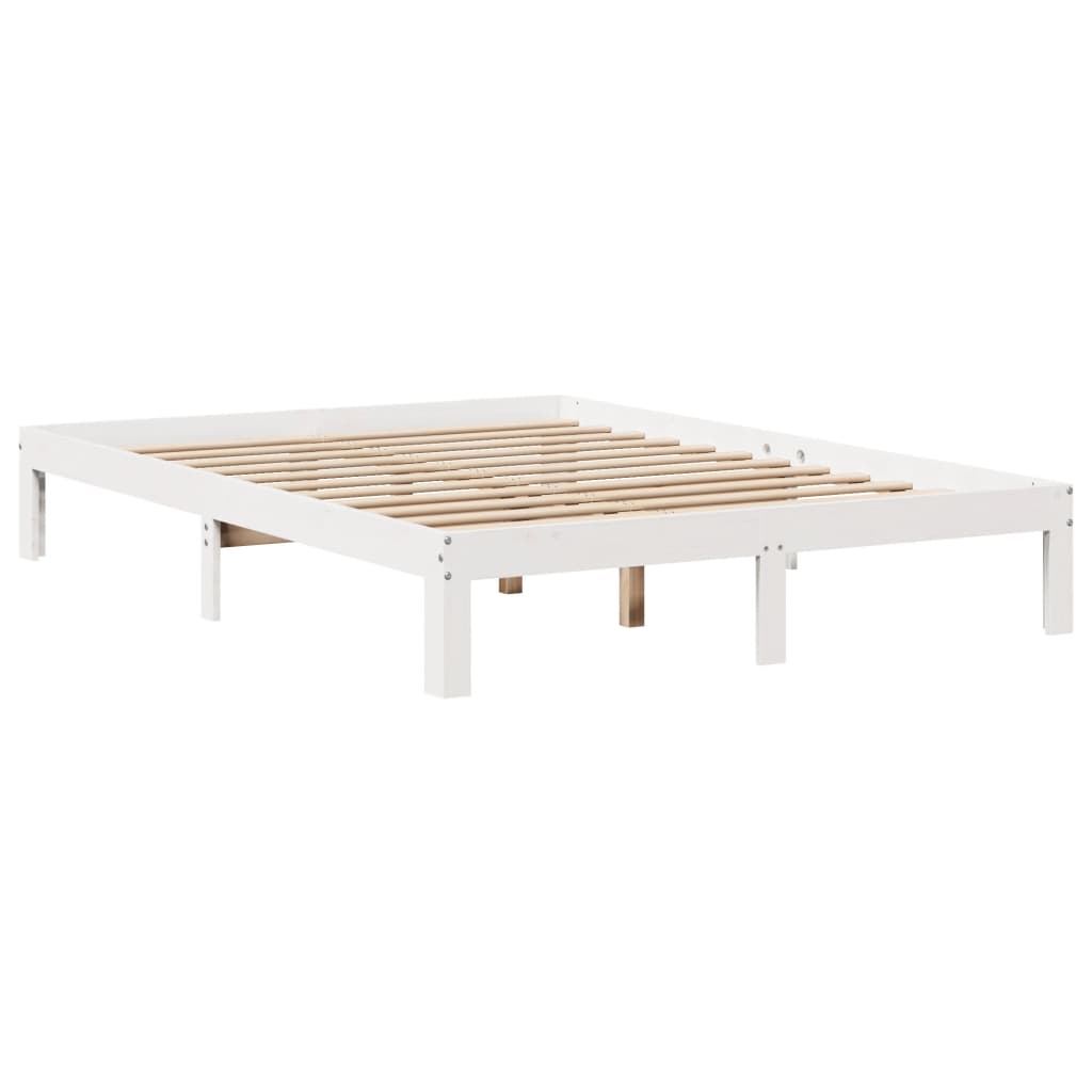 fehér tömör fenyőfa könyvespolcos ágy matrac nélkül 120x200 cm
