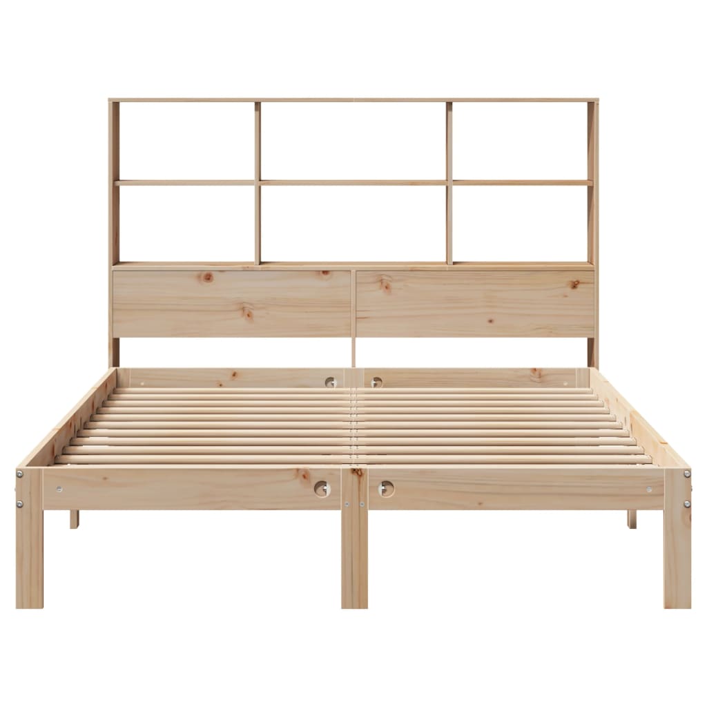 tömör fenyőfa könyvespolcos ágy matrac nélkül 140 x 190 cm