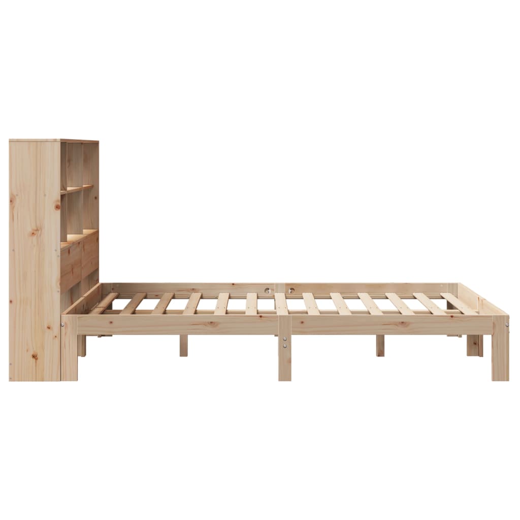tömör fenyőfa könyvespolcos ágy matrac nélkül 140 x 190 cm