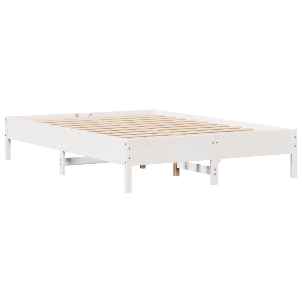 fehér tömör fenyőfa könyvespolcos ágy matrac nélkül 120x200 cm