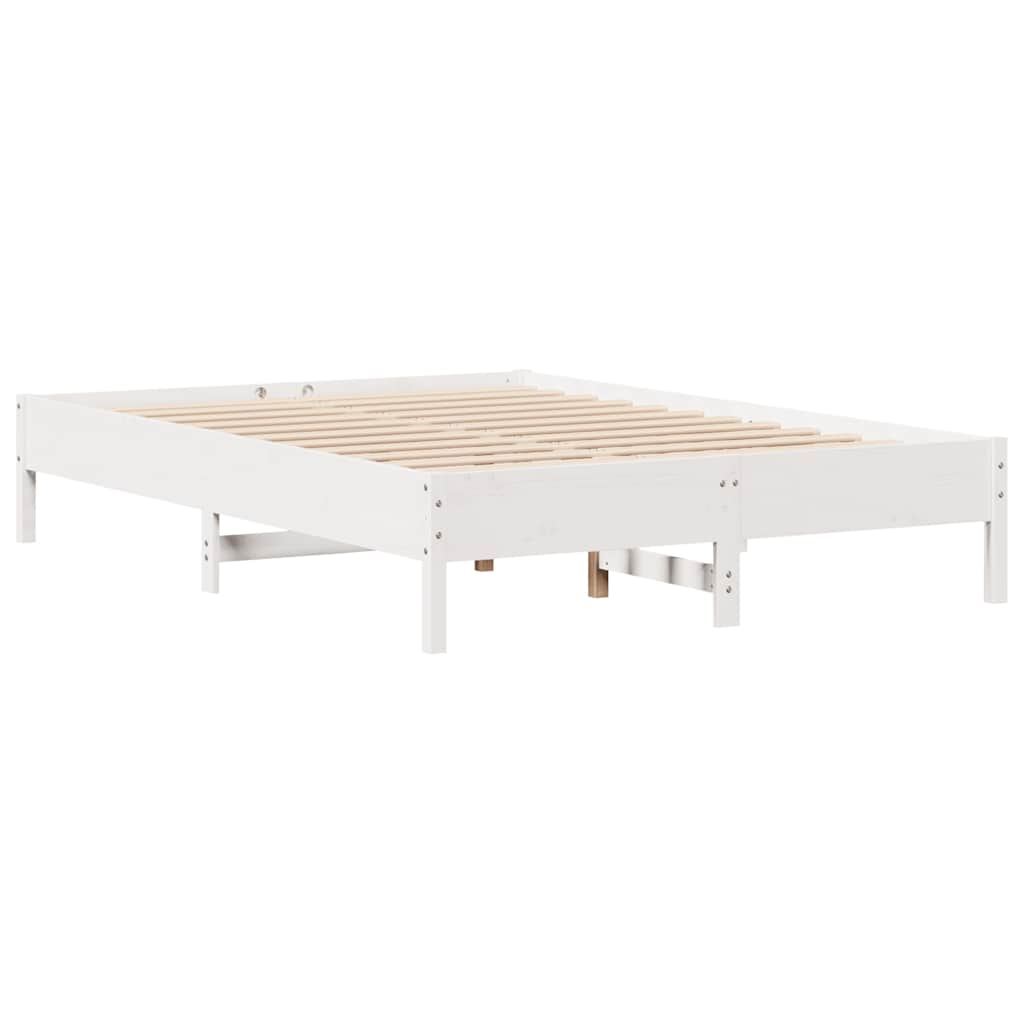 fehér tömör fenyőfa könyvespolcos ágy matrac nélkül 120x190 cm