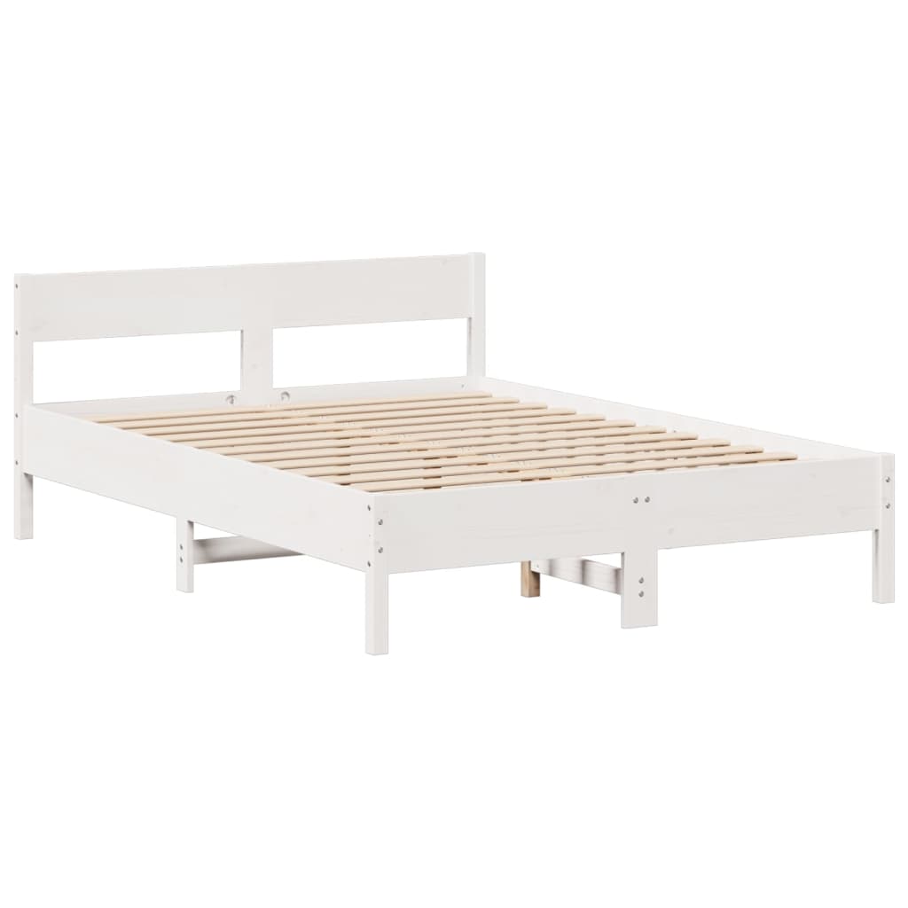 fehér tömör fenyőfa könyvespolcos ágy matrac nélkül 120x200 cm