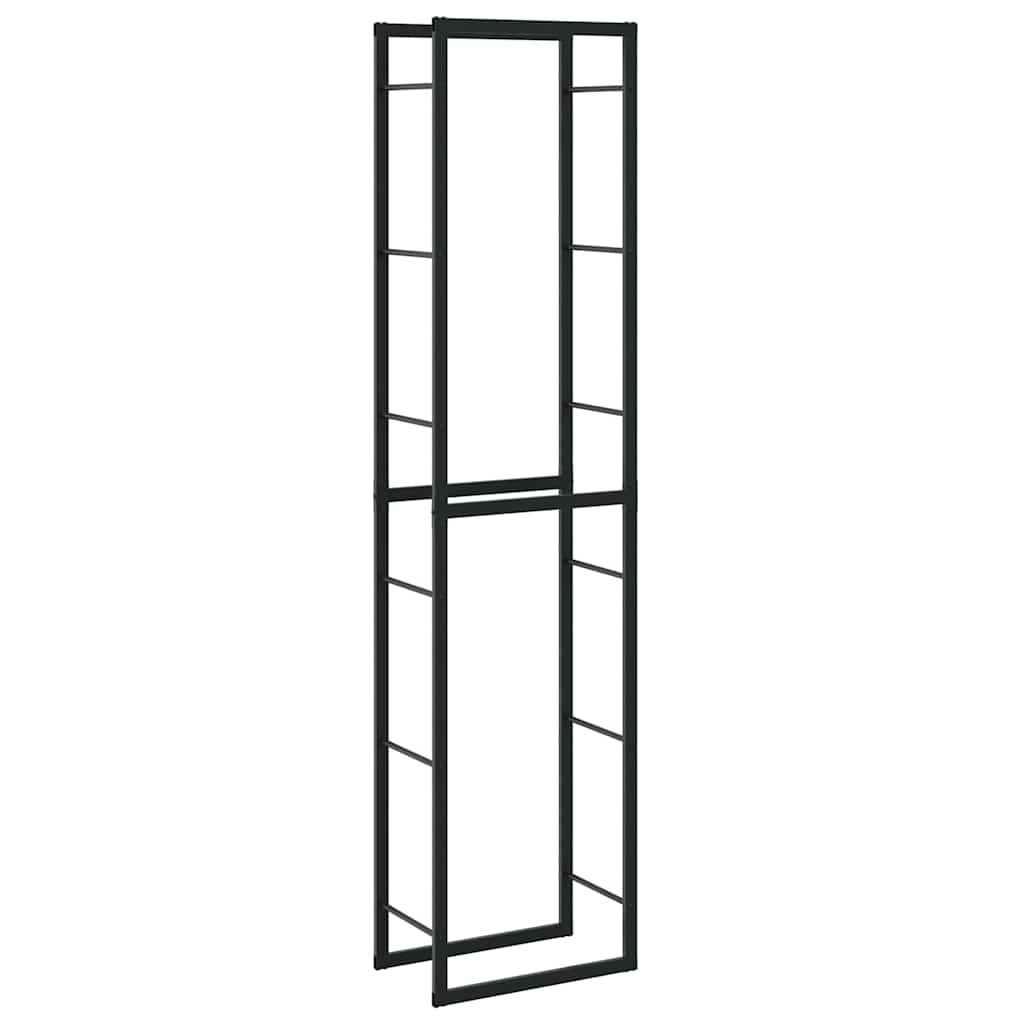 tűzifa állvány Fekete 50x30x209 cm acél