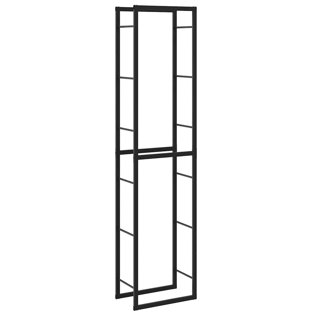 tűzifa állvány Fekete 50x30x209 cm acél