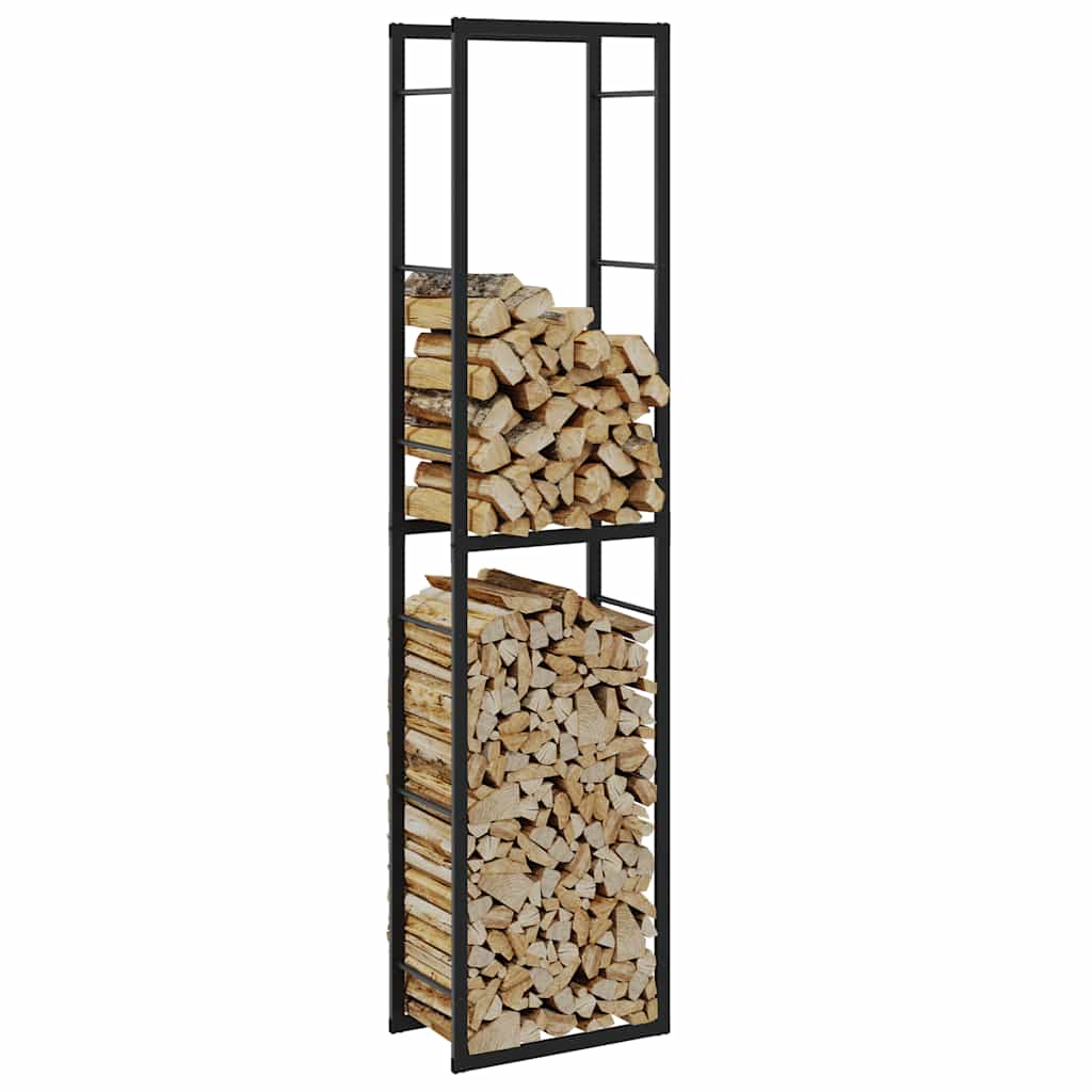tűzifa állvány Fekete 50x30x209 cm acél