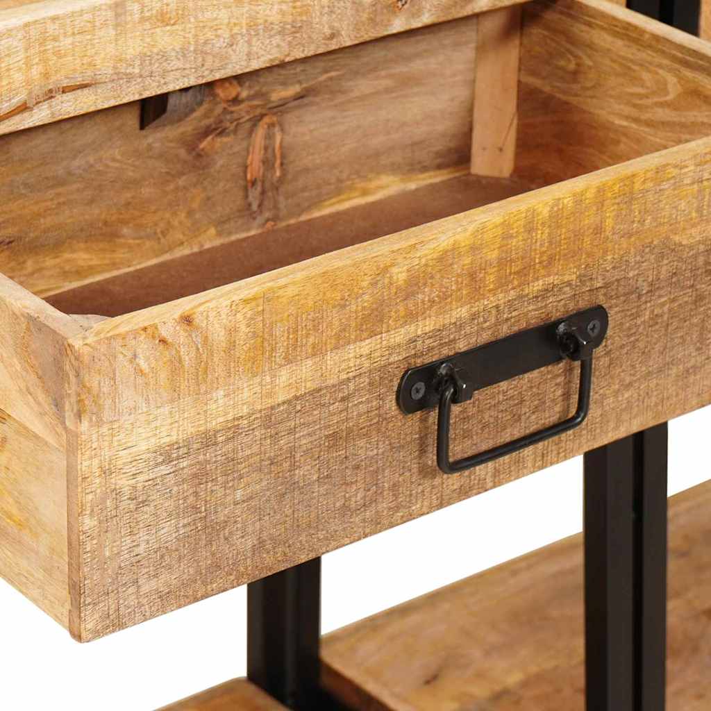 Konzolasztal 2 pcs Barna 200 x 33 x 75 cm Tömör nyers mangófa