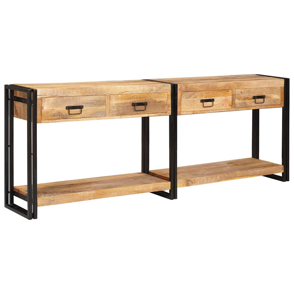 Konzolasztal 2 pcs Barna 200 x 33 x 75 cm Tömör nyers mangófa