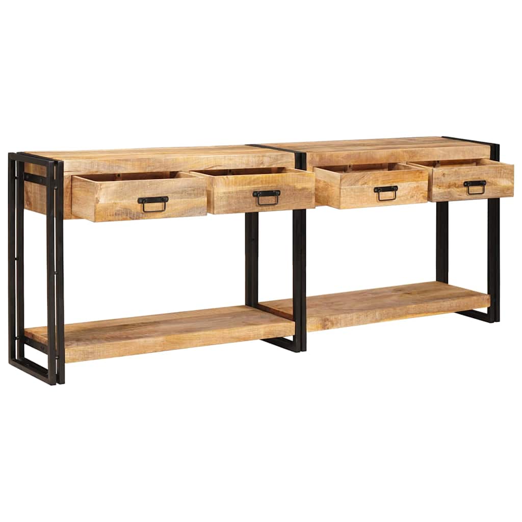 Konzolasztal 2 pcs Barna 200 x 33 x 75 cm Tömör nyers mangófa