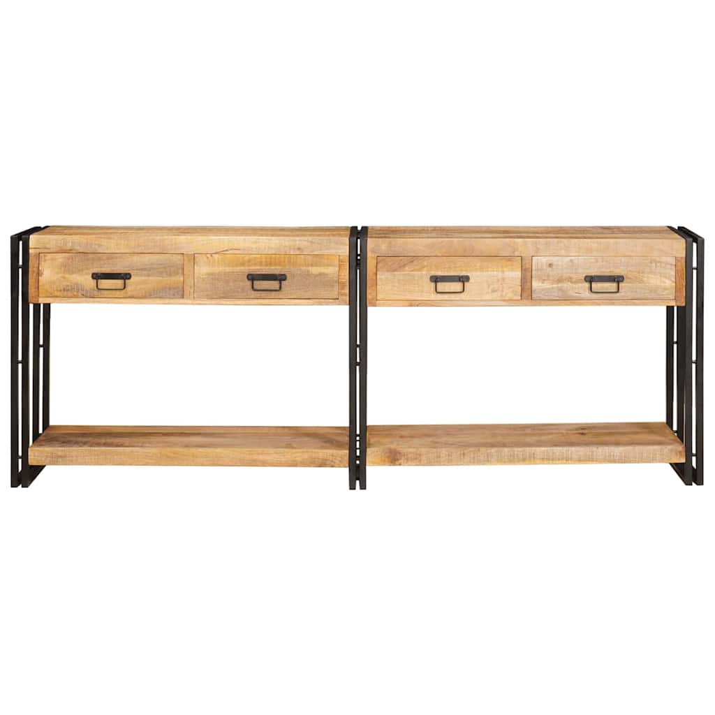 Konzolasztal 2 pcs Barna 200 x 33 x 75 cm Tömör nyers mangófa