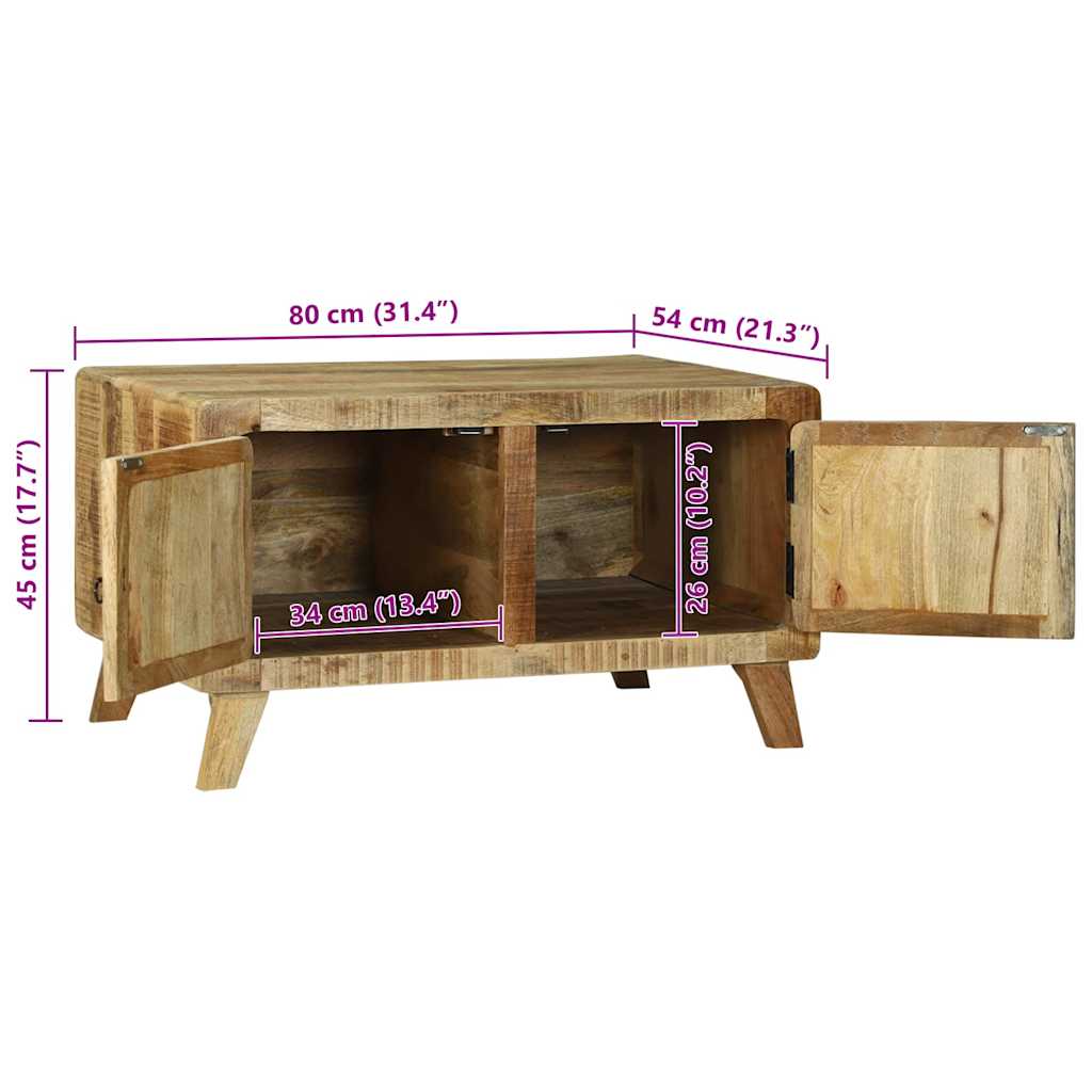 Dohányzóasztal Barna 80 x 54 x 45 cm Tömör nyers mangófa