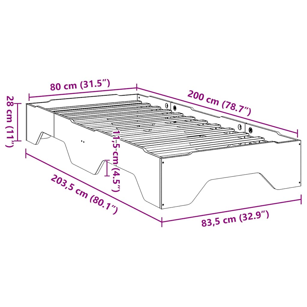 ágy matrac nélkül rakásolható viaszbarna 80x200 cm tömör fa