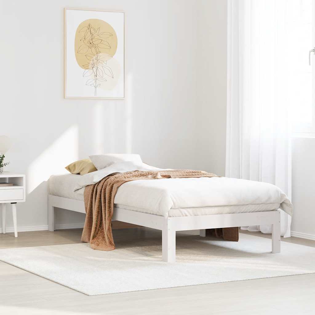 fehér tömör fenyőfa ágy matrac nélkül 90 x 200 cm