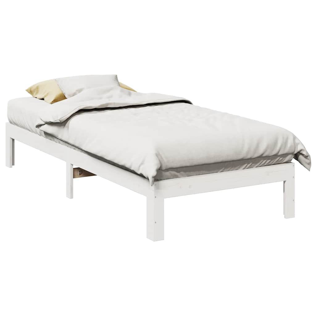 fehér tömör fenyőfa ágy matrac nélkül 90 x 200 cm