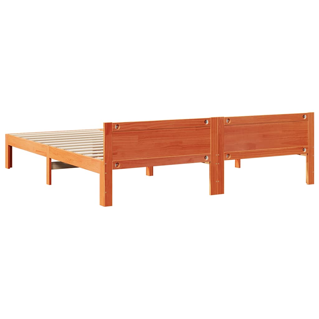 viaszbarna tömör fenyőfa ágy matrac nélkül 160 x 200 cm