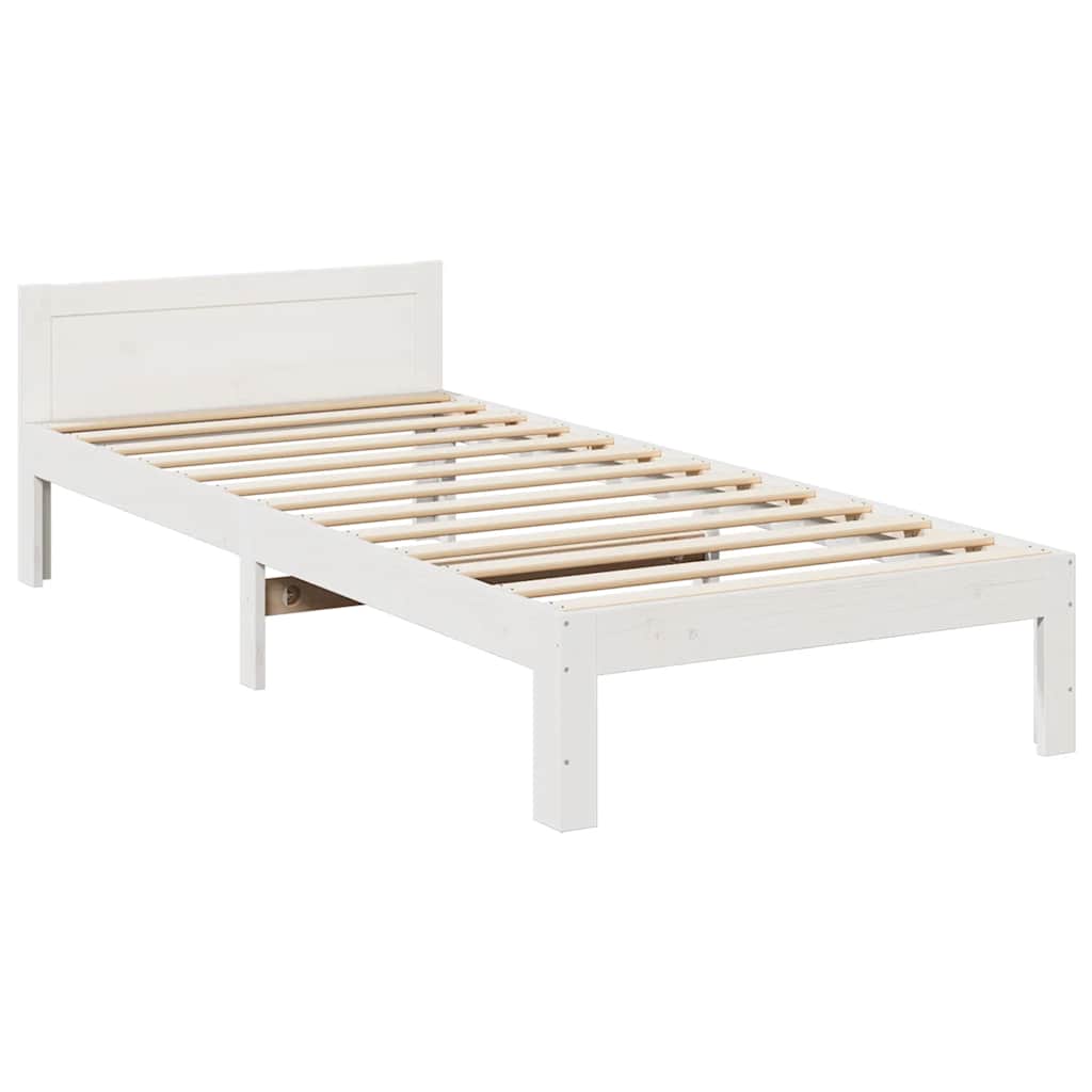 fehér tömör fenyőfa ágy matrac nélkül 90 x 200 cm