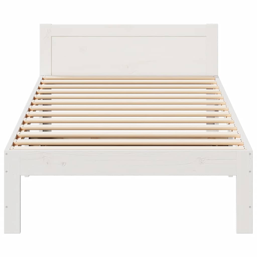 fehér tömör fenyőfa ágy matrac nélkül 90 x 200 cm