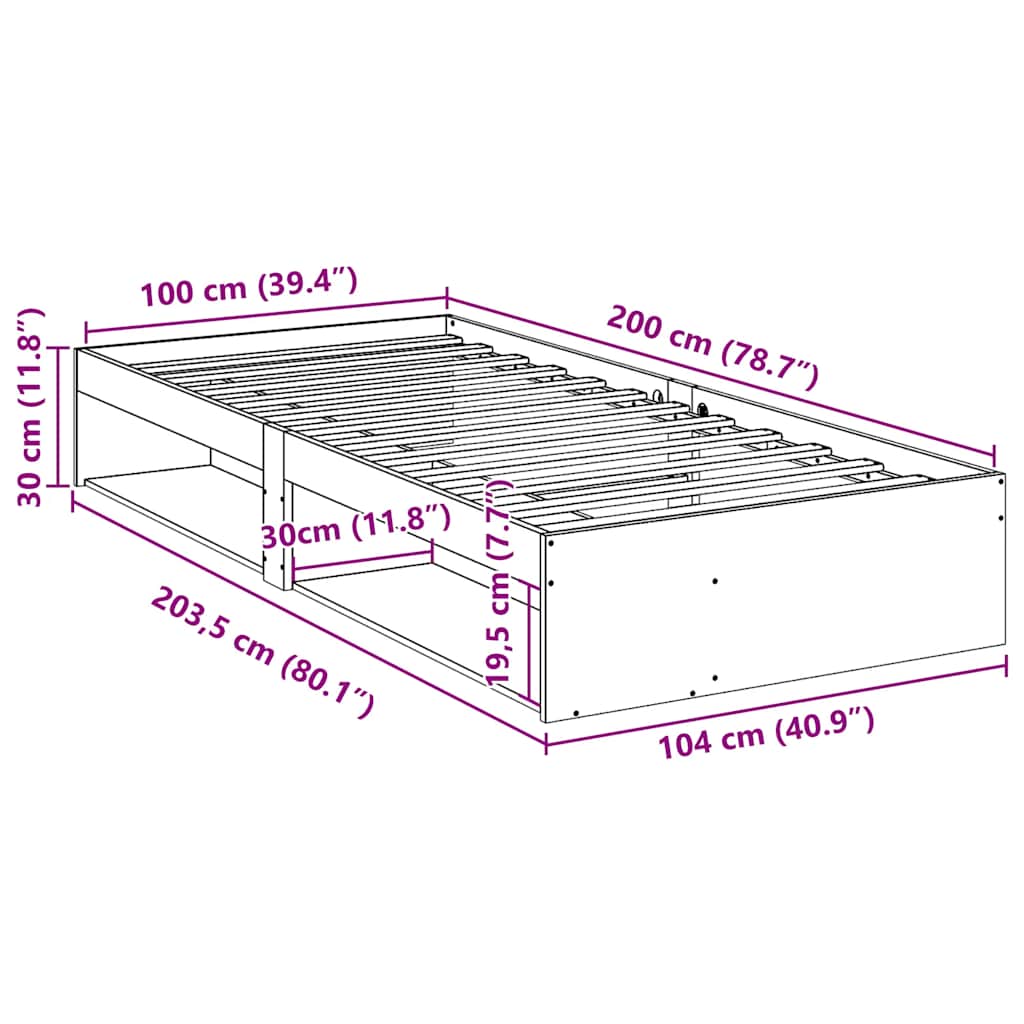 kanapéágy ágy matrac 100x200 cm tömör fa fenyőfa