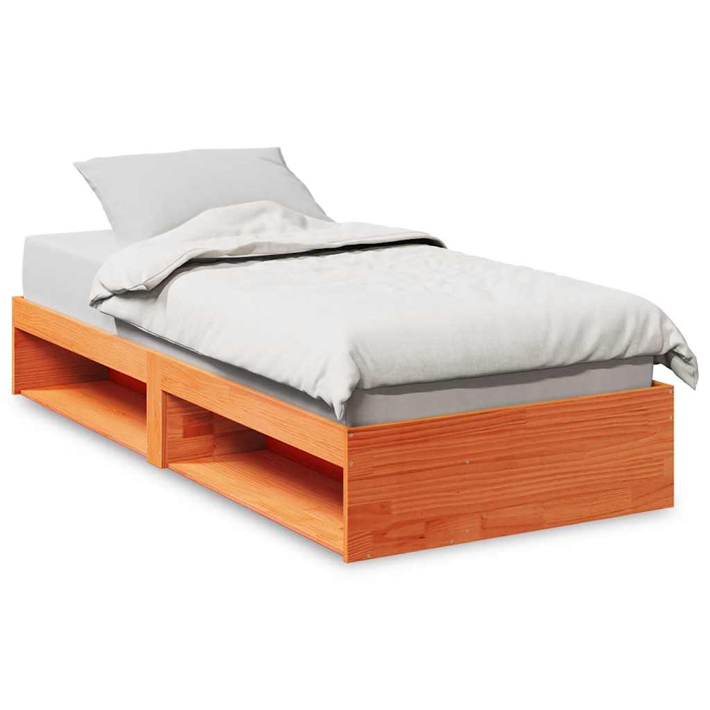 viaszbarna tömör fenyőfa kanapéágy matrac nélkül 90 x 200 cm