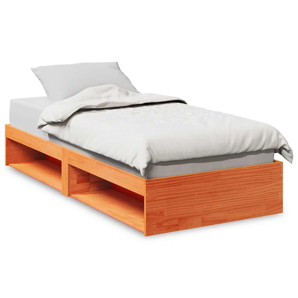 viaszbarna tömör fenyőfa kanapéágy matrac nélkül 90 x 190 cm