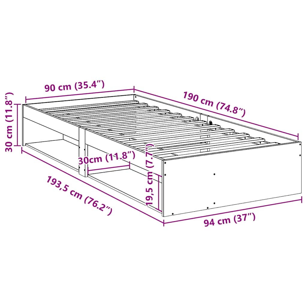 viaszbarna tömör fenyőfa kanapéágy matrac nélkül 90 x 190 cm