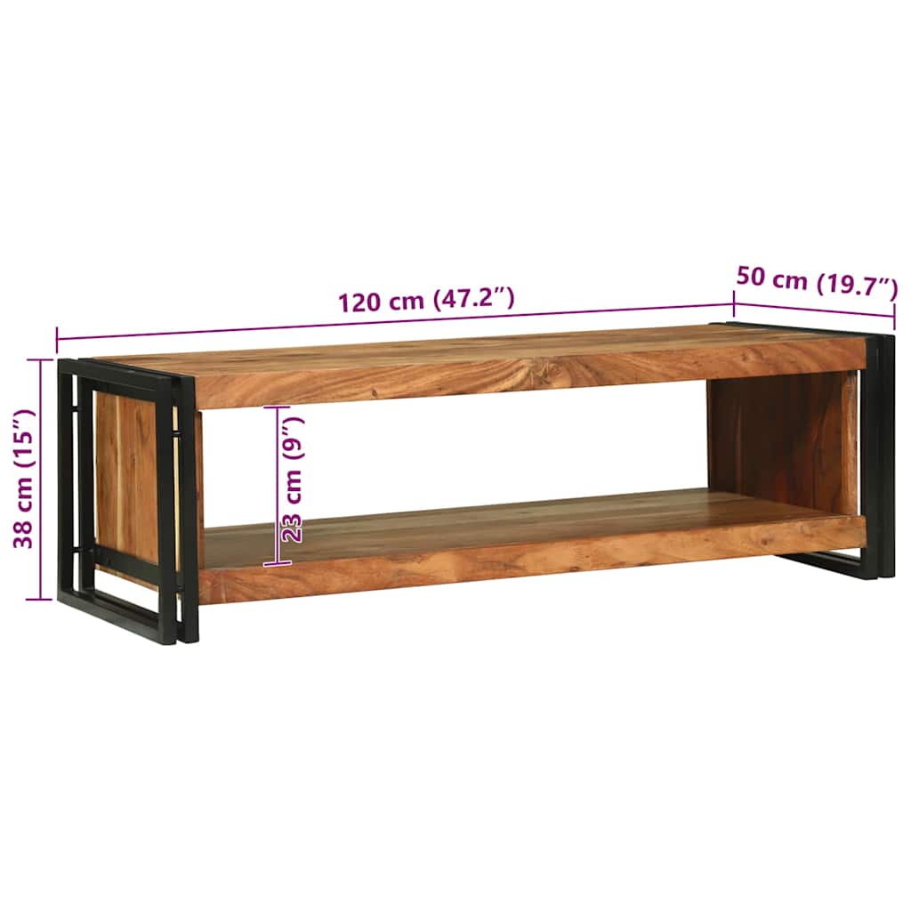 Dohányzóasztal Barna 120 x 50 x 38 cm tömör akácfa
