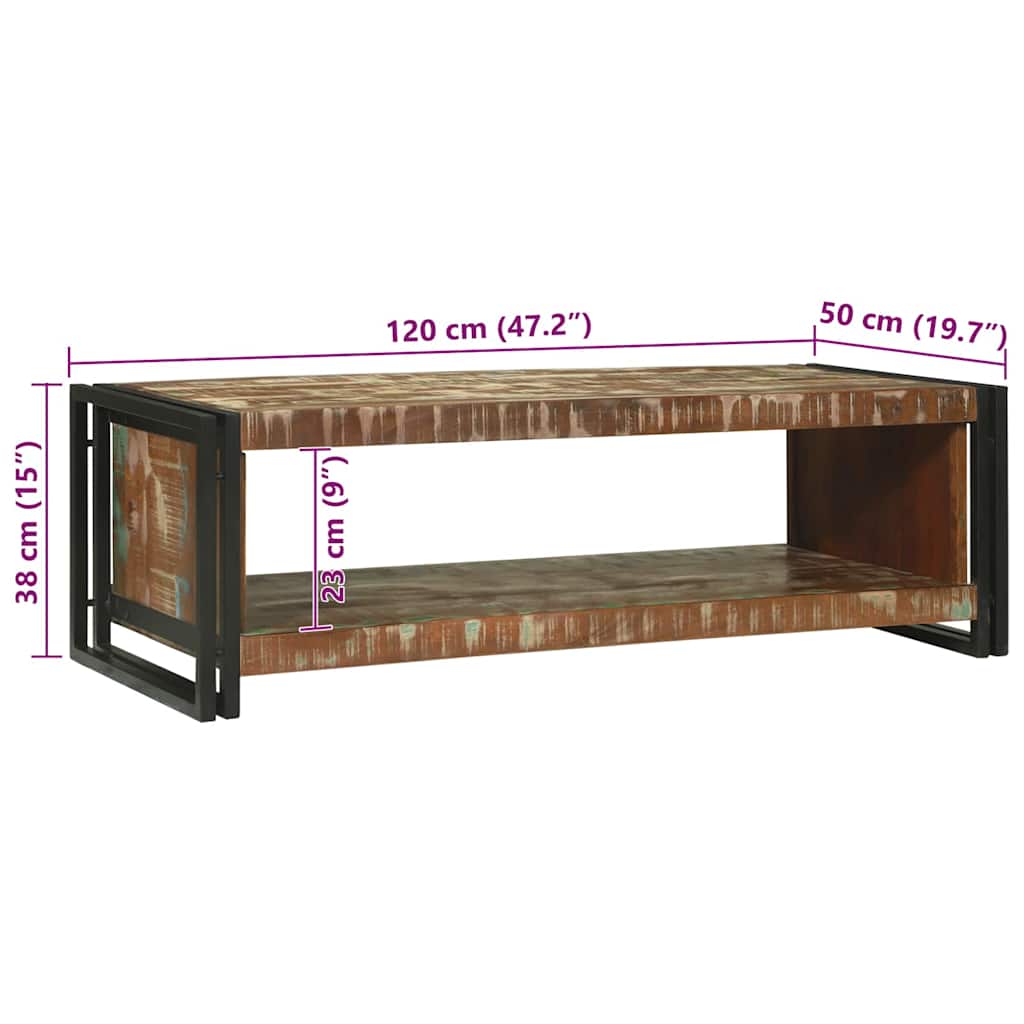 Dohányzóasztal Barna 120 x 50 x 38 cm tömör újrahasznosított fa