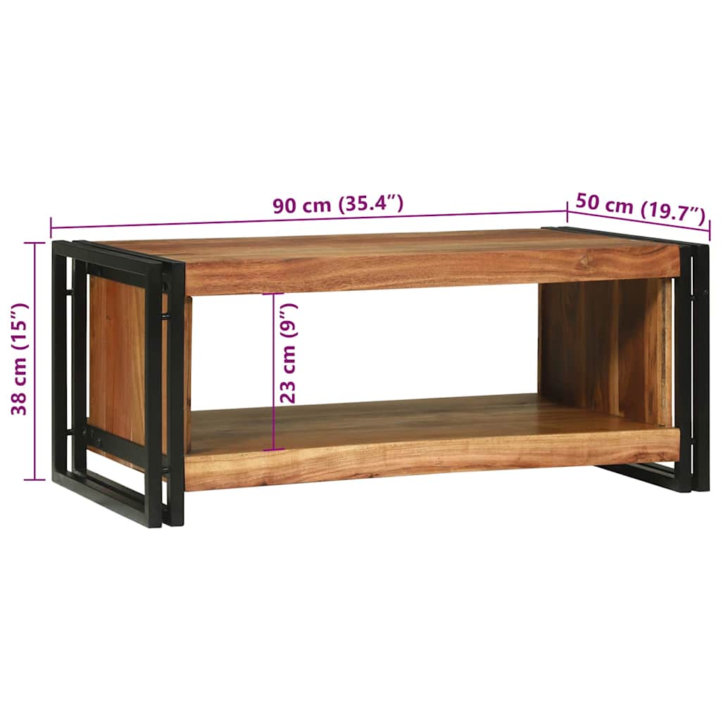 Dohányzóasztal Barna 90 x 50 x 38 cm tömör akácfa