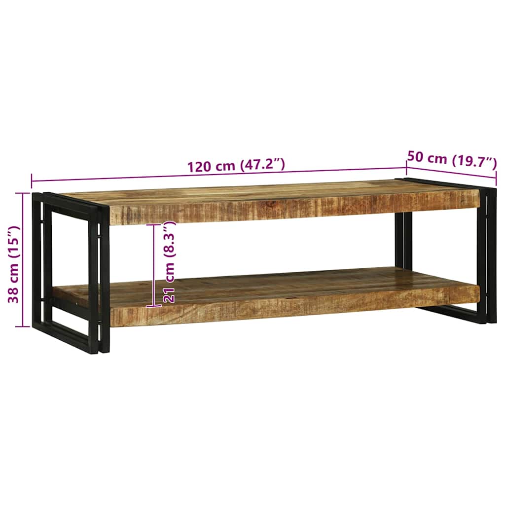 Dohányzóasztal Barna 120 x 50 x 38 cm tömör mangófa