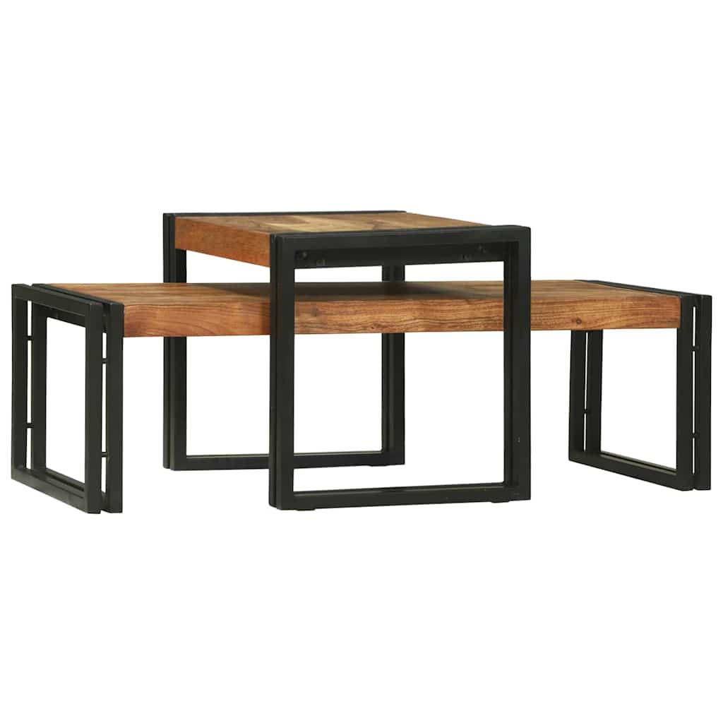 Dohányzóasztal 2 pcs Barna 48 x 40 x 40 cm tömör akácfa