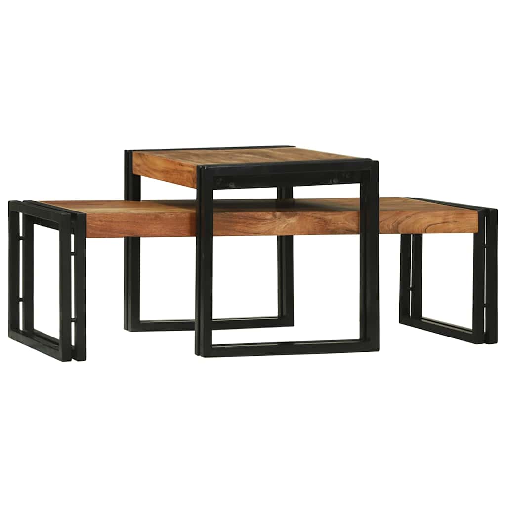 Dohányzóasztal 2 pcs Barna 48 x 40 x 40 cm tömör akácfa