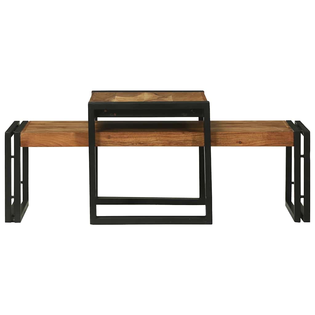 Dohányzóasztal 2 pcs Barna 48 x 40 x 40 cm tömör akácfa