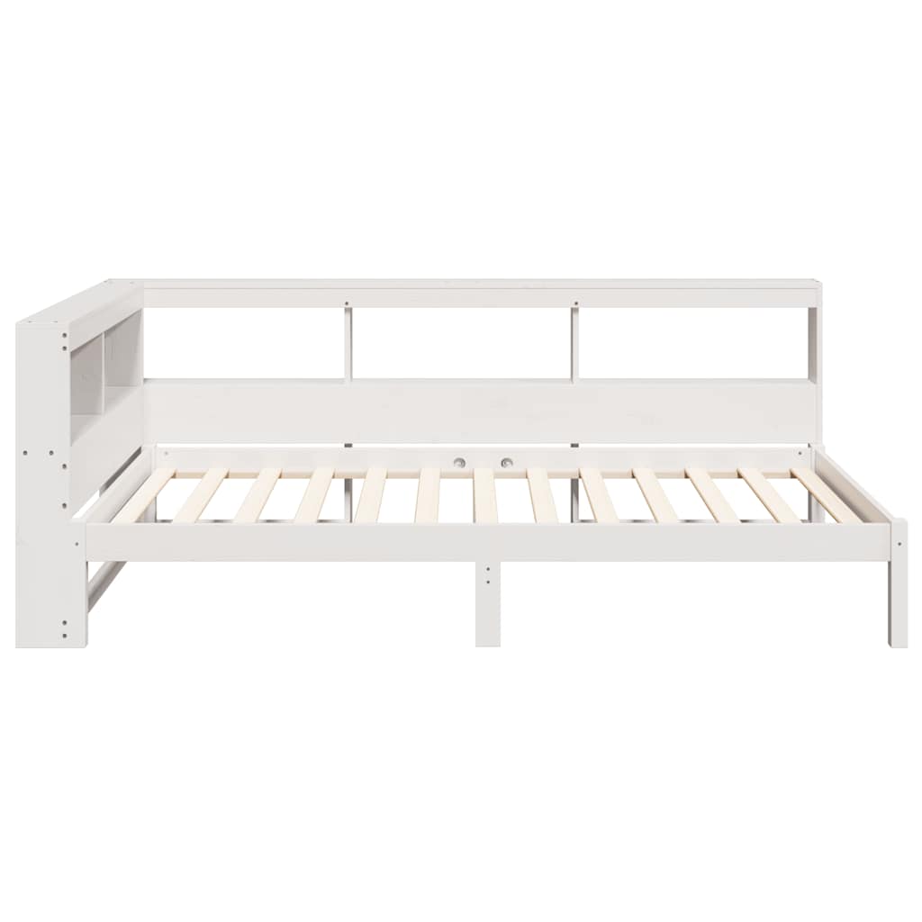 fehér tömör fenyőfa könyvespolcos ágy matrac nélkül 75 x 190 cm