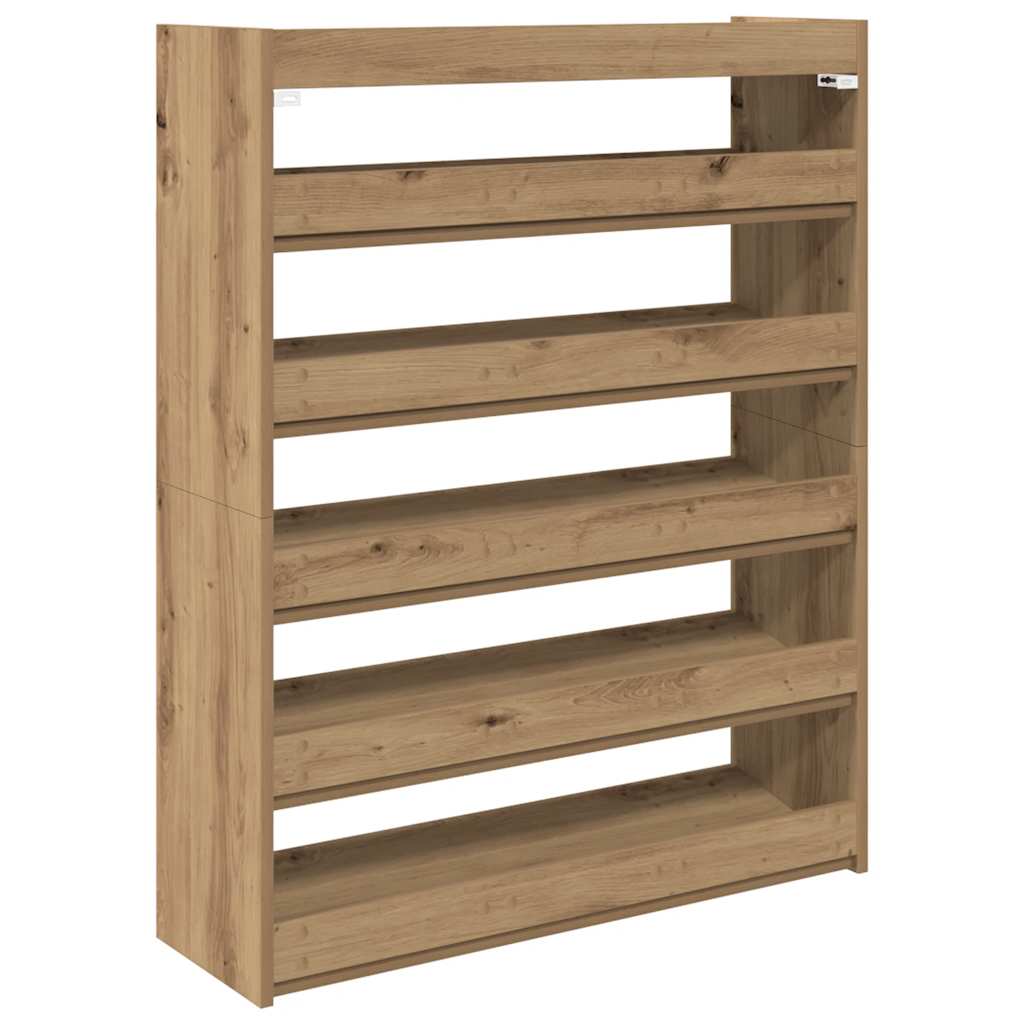 kézműves tölgy színű szerelt fa cipősszekrény 80x25x100 cm
